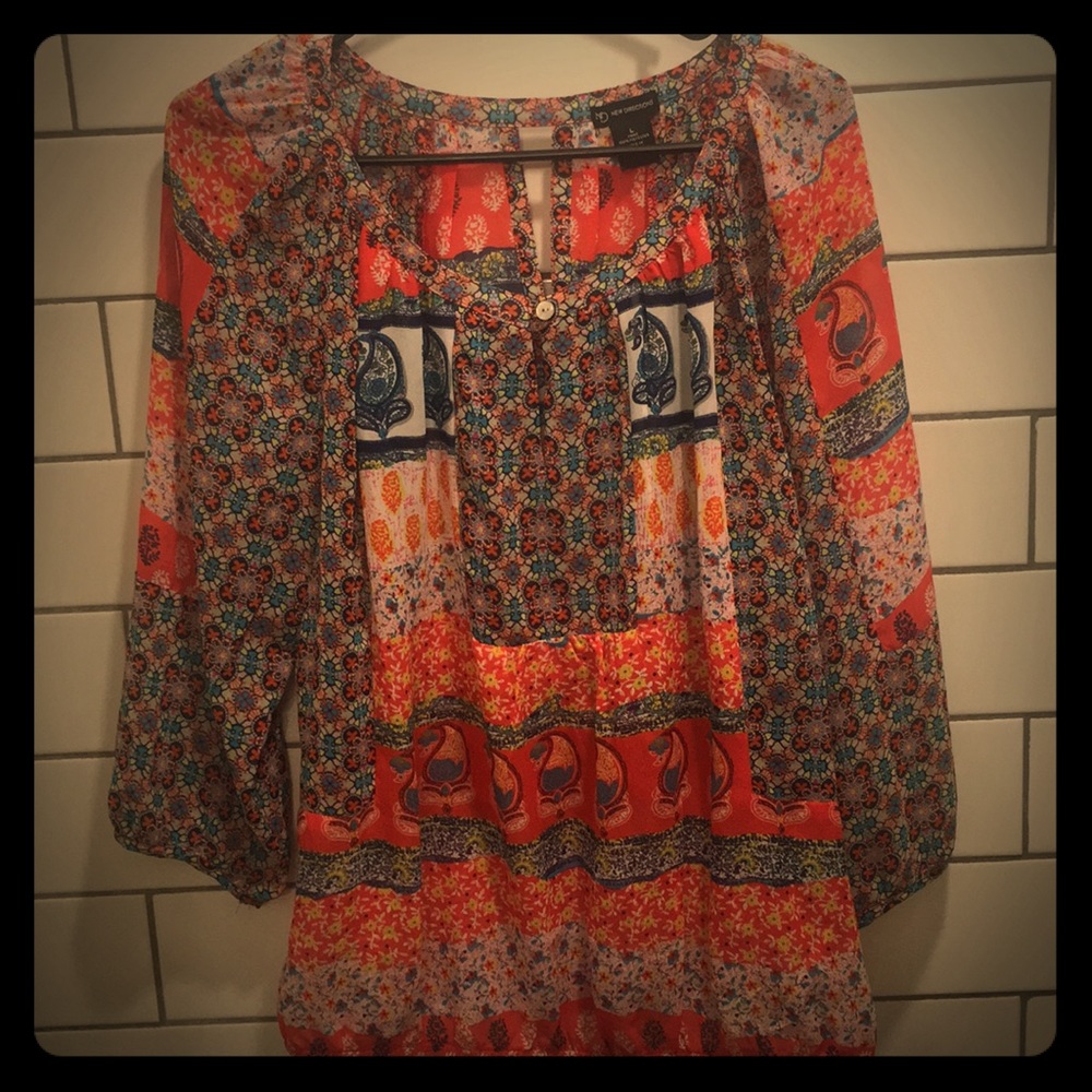 Vintage sheer shirt with 3/4 sleeve